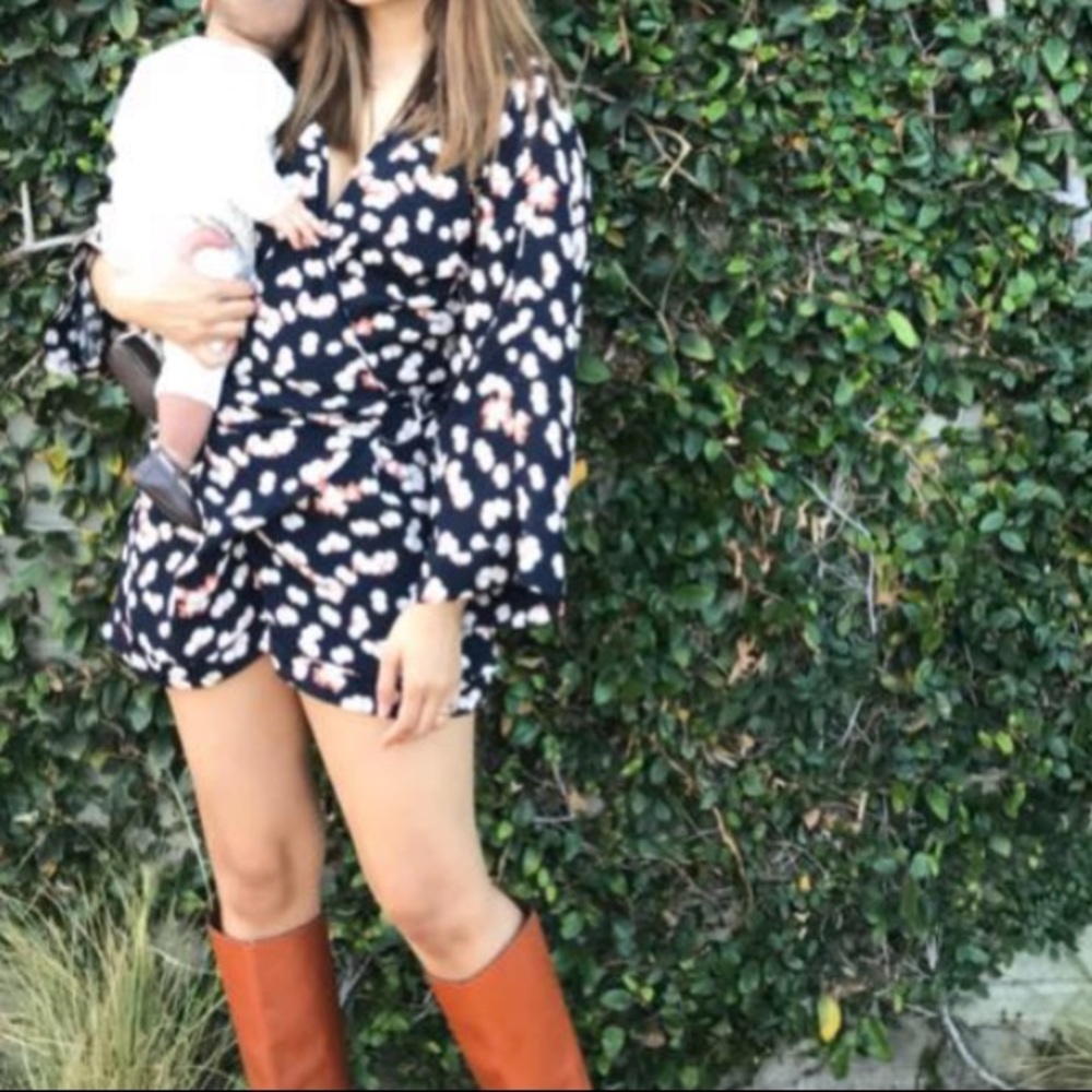 Zara romper with waist tie buckle